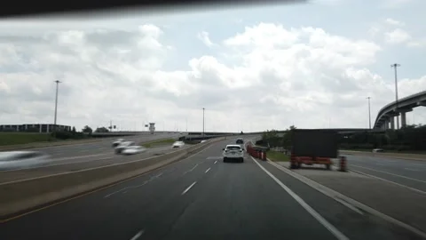 Gimbal Hyperlapse Driving Through Toronto Airport Road During Summer Day Stock Footage 147451448