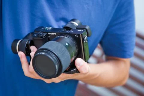Gimbal Operator with black equipament - Stabilizer and camera filmmaking . An Stock Photos