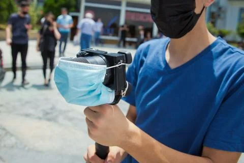 Gimbal Operator with black equipament - Stabilizer and camera filmmaking . An Stock Photos