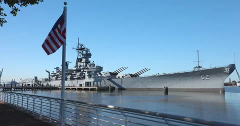 Gimbal shot of Battleship USS New Jersey... | Stock Video | Pond5