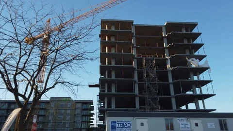 Gimbal Shot of A Building Under Construction in The West Island of The City Stock Footage 119648213