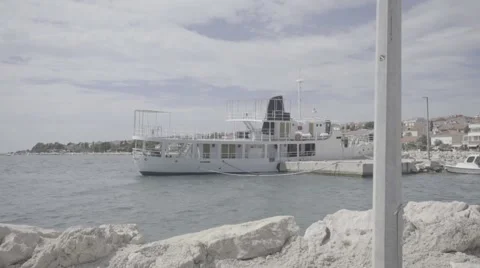 Gimbal in slow motion at port with ships, boats at summer with nice movement Vídeos de archivo 54221663