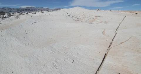 Gimbal stabilized movement in Campo de Piedra Pomez walking, white pumice rocks. 스톡 동영상 103487651