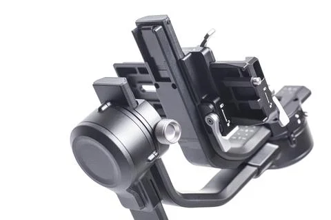 Gimbal stabilizer 3-Axis for camera isolated on white background Foto stock