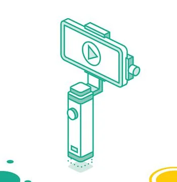 Gimbal Stabilizer for Smartphone Camera. Isometric Outline Concept. Stock Illustration