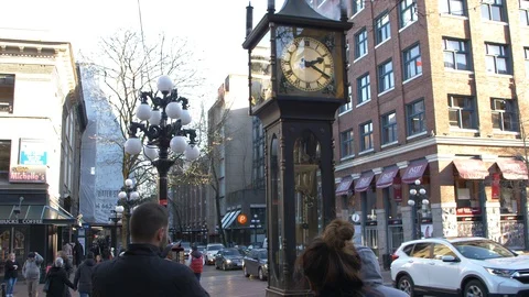 Gimbal walk around steamclock Stock Footage 120613045