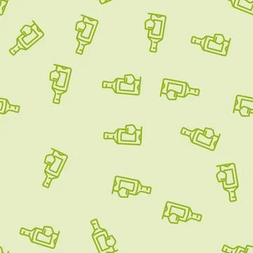 Gin drink bottle line vector seamless pattern Stock Illustration