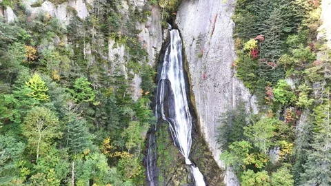 Ginga Waterfall | Upper Part | Cliff | Early Autumn | Nature | Hokkaido Stock Footage 329050372