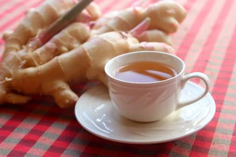 Ginger ale and ginger root Stock Photos