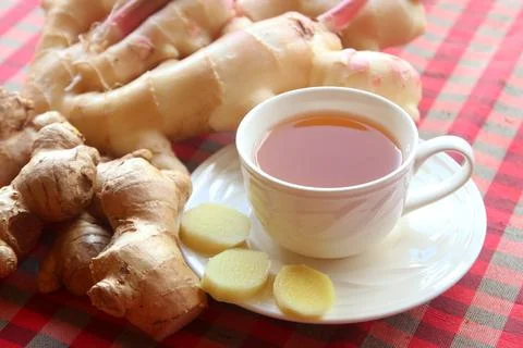 Ginger ale and ginger root Stock Photos