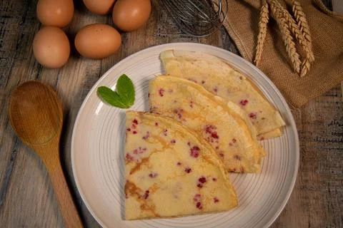 Ginger and Raspberry Chip Pancakes Recipe 스톡 사진