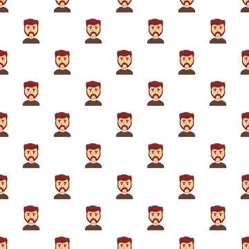 Ginger bearded man avatar seamless pattern Stock Illustration