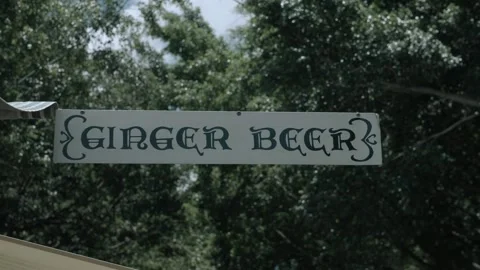 Ginger Beer Sign at Eumundi Markets, Sunshine Coast Outdoor Food Stall Australia Stock Footage 341294073