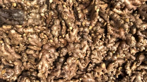 Ginger is being sold in the market. Stock Footage 333856653