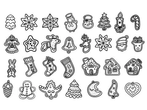 Ginger biscuits in Doodle style. Ginger cookies, ginger snaps. Vector Stock Illustration