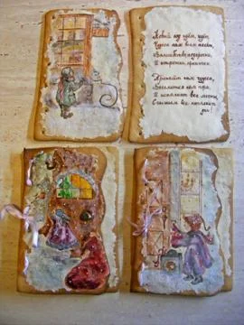 Ginger biscuits in form of card, spice-cakes Stock Photos