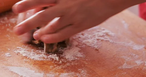 Ginger bread cookies making, kneading dough close-up Stock Footage 97491977
