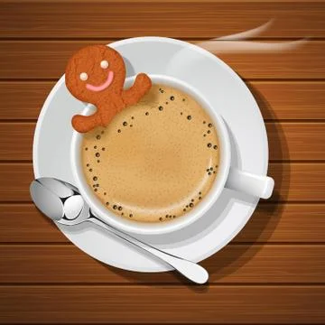 Ginger bread in cup of hot coffee Stock Illustration