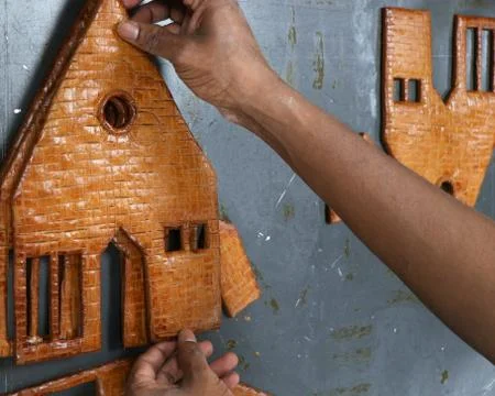 Ginger bread house preparation during festive season Stock Photos