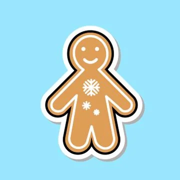 Ginger Bread Man Icon Cute Christmas Cookie Sticker Isolated Illustrazione stock