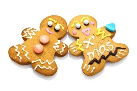 Ginger bread man isolated on white background Stock Photos