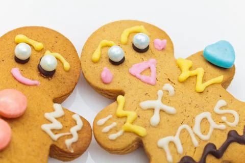Ginger bread man isolated on white background Stock Photos