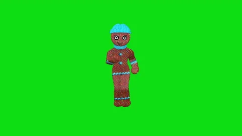 Ginger Bread Running Seamless Loop, Blue Screen Chromakey Video stock 153592843