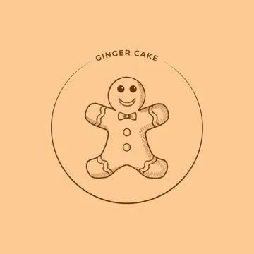Ginger Cake Vector Illustration. Christmas Cookie Icon Design. Food Pastry Lo Stock Illustration