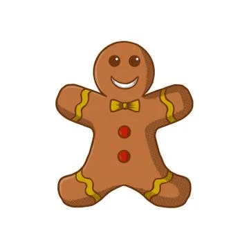 Ginger Cake Vector Illustration. Dessert Cookie Icon Logo Design Stock Illustration