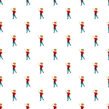 Ginger cartoon boy repeating pattern on white background イラスト素材
