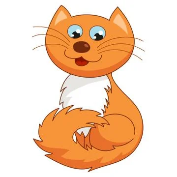 Ginger cartoon kitty, vector illustration of funny joyful cat Stock Illustration