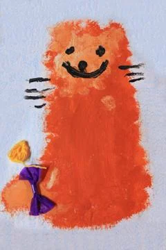 Ginger cat with bow Stock Illustration