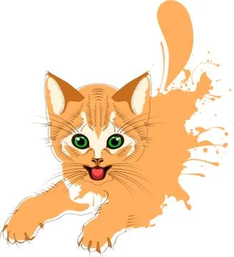 Ginger cat grunge Stock Illustration