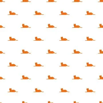 Ginger cat illustration seamless pattern on white background Stock Illustration