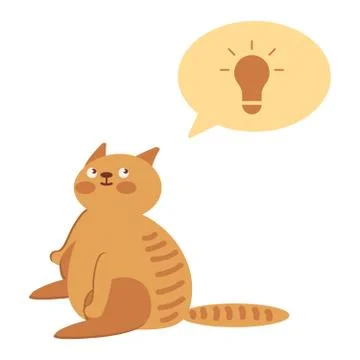 Ginger Cat isolated over white background. Animal portrait. Stock Illustration
