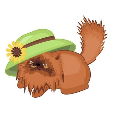 Ginger cat playing with hat Stock Illustration