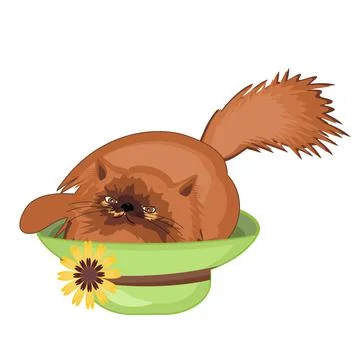 Ginger cat playing with hat Stock Illustration