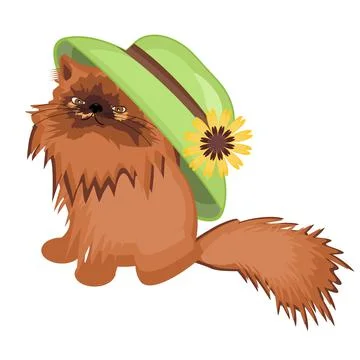 Ginger cat playing with hat Stock Illustration