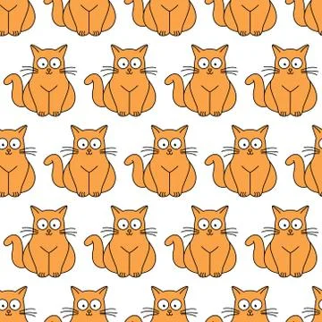 Ginger cat seamless pattern Stock Illustration