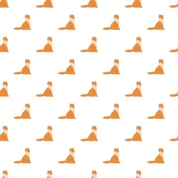 Ginger cat seamless pattern wallpaper on white background Illustrazione stock