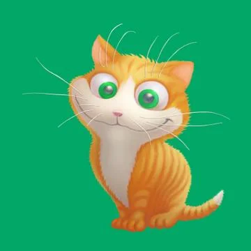 Ginger cat sitting and smiling. Cartoon illustration. Stock Illustration