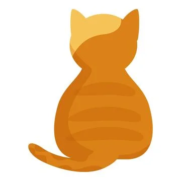 Ginger cat sitting showing back and tail, simple cartoon illustration Stock Illustration