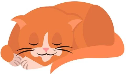 Ginger cat is sleeping. Pet. Cute animal. Stock Illustration