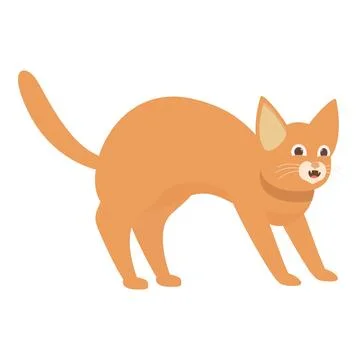 Ginger cat standing in defensive posture with arched back Stock Illustration