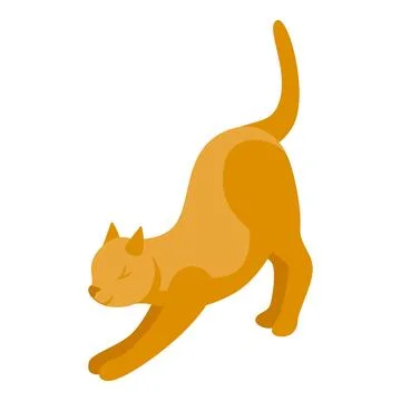 Ginger cat stretching its body and front legs Stock Illustration