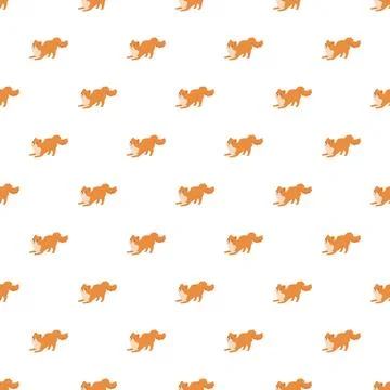 Ginger cat stretching seamless pattern background Stock Illustration