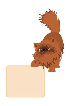 Ginger cat with table Stock Illustration