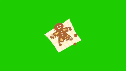 Ginger Cookie Animation Green Screen Loop Stock Footage 341448772