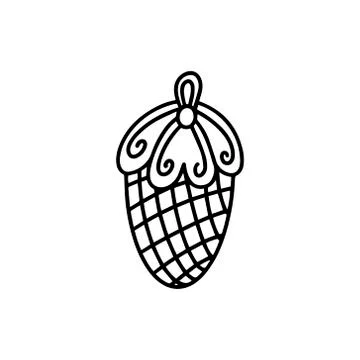 Ginger cookie cone in the style of Doodle. Stock Illustration