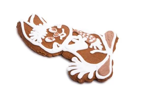 Ginger cookie hare isolated Stock Photos
